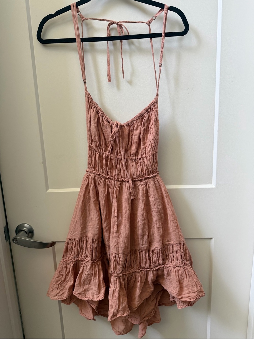 Free People Dusty Rose Tiered Mini Dress